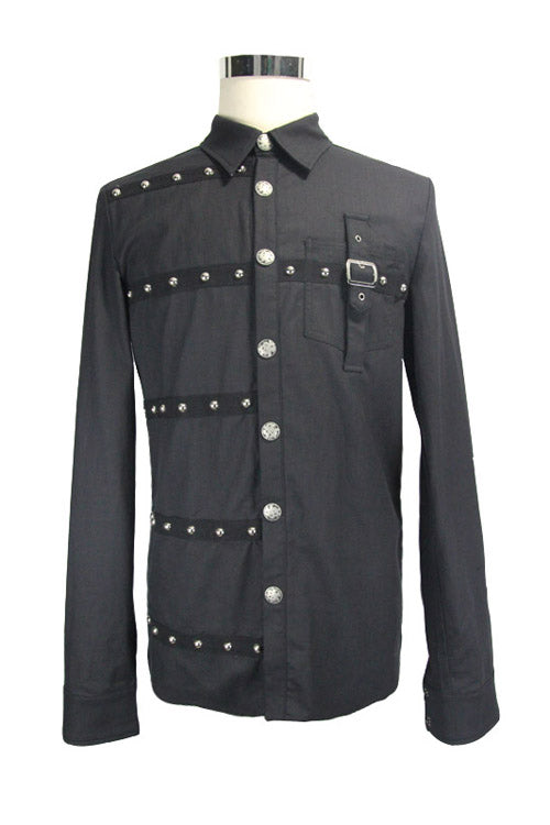 Black Cotton Long Sleeves Punk Blouse