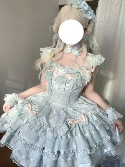Tricolor Dark Gothic Ribbon Dress + Accessories