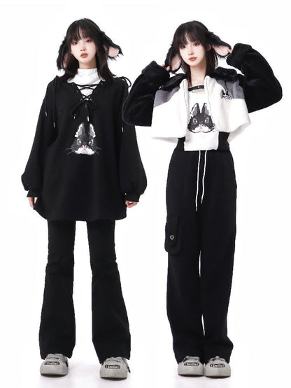 Rebel Sweet Heart Short Fur Jacket Design Top Pants Set