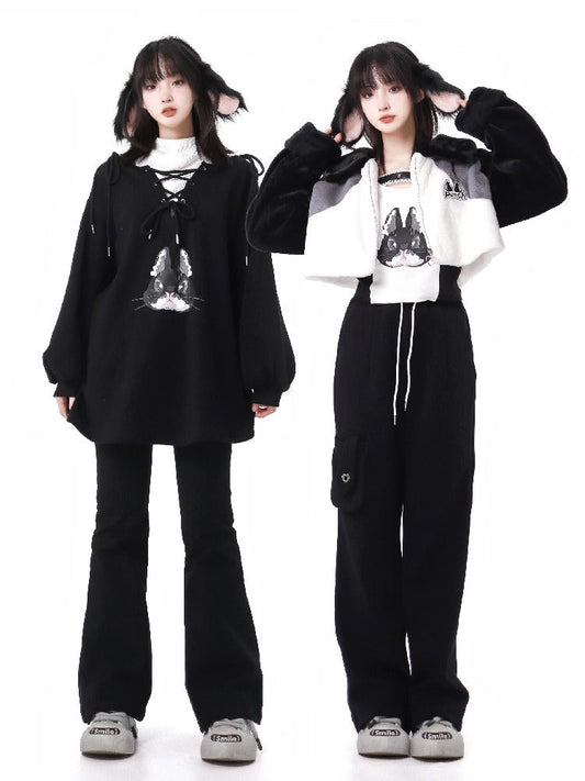 Rebel Sweet Heart Short Fur Jacket Design Top Pants Set