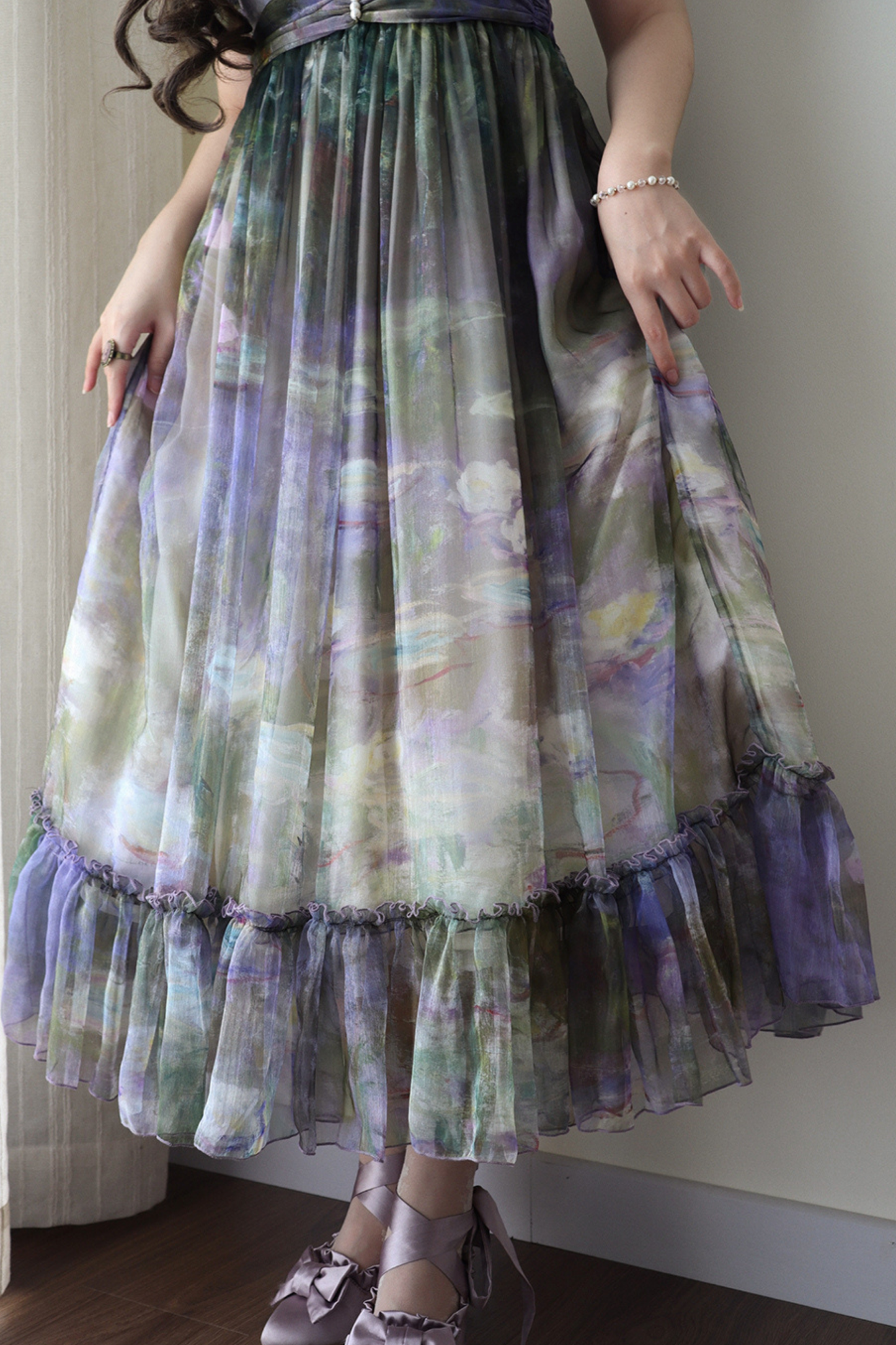 Marble Art High Waist Mark Lolita Dress