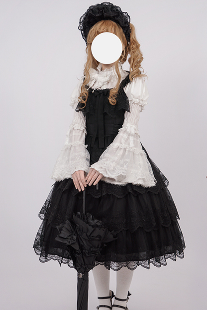Flower Banquet Princess Sleeve Shirt + Ruffle Lolita Dress