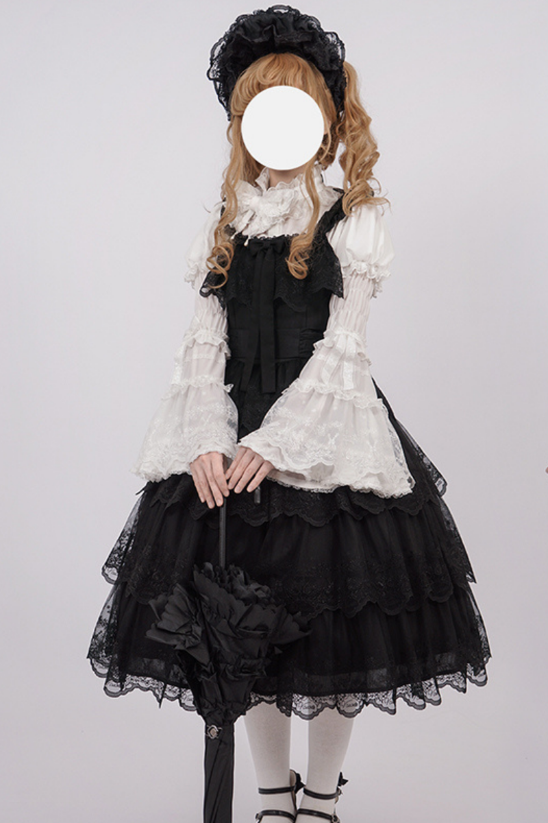 Flower Banquet Princess Sleeve Shirt + Ruffle Lolita Dress