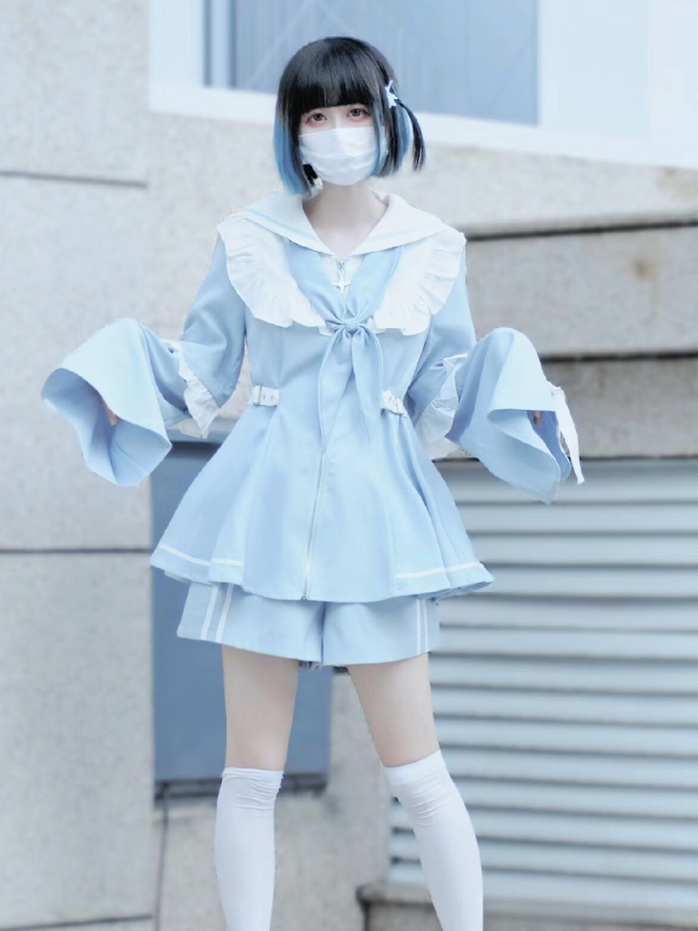 [angel Style] Aqua Medical Dress + Shorts Set