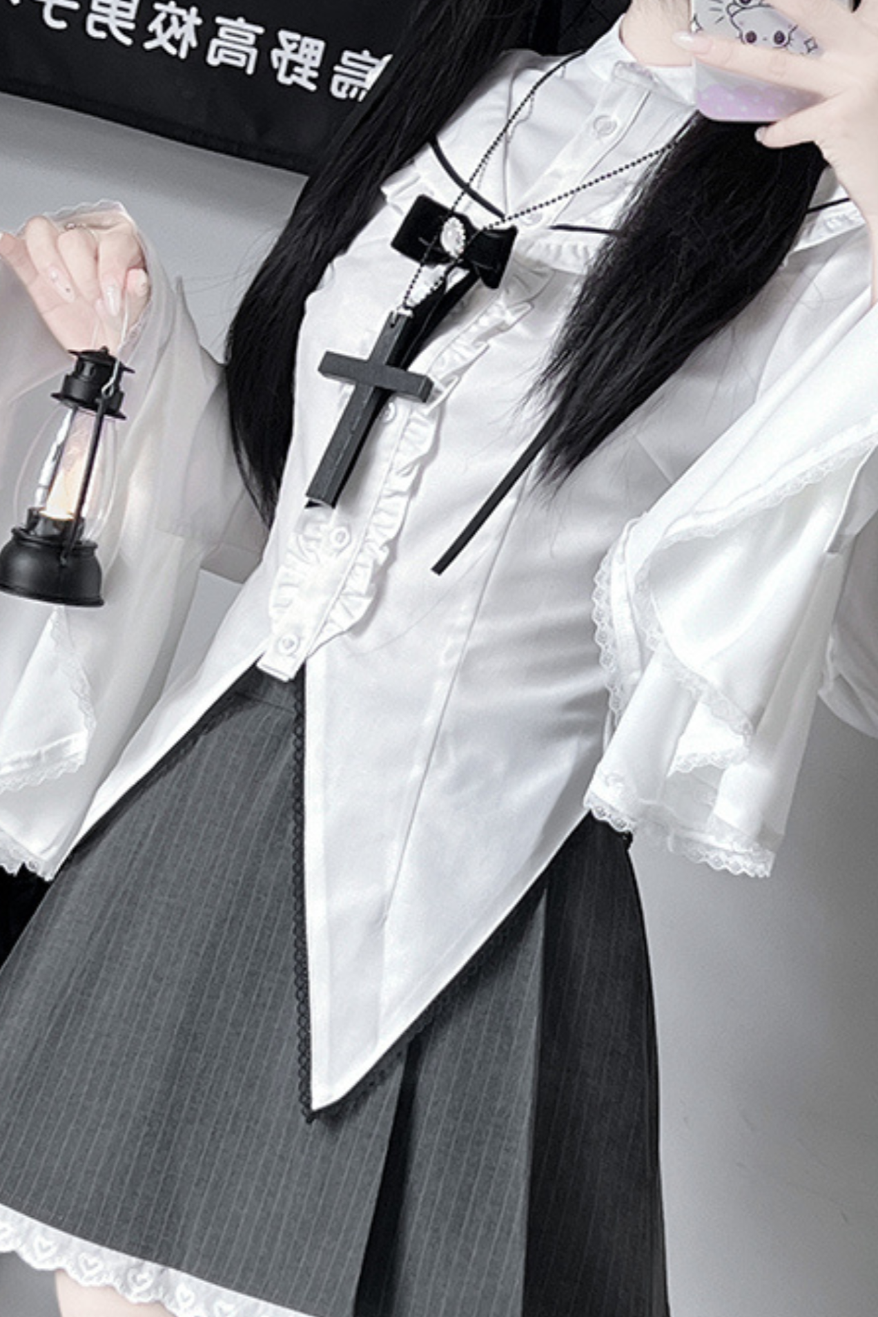 Gothic Style Sailor Shirt + Lace Skirt