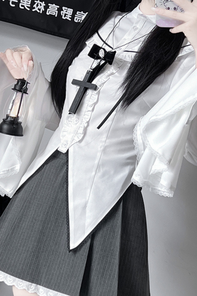 Gothic Style Sailor Shirt + Lace Skirt