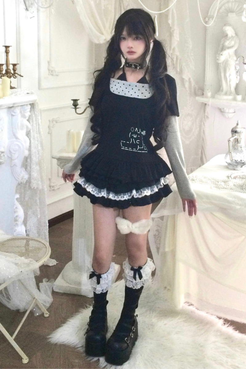 Dark Sweet Dot Top + Skirt