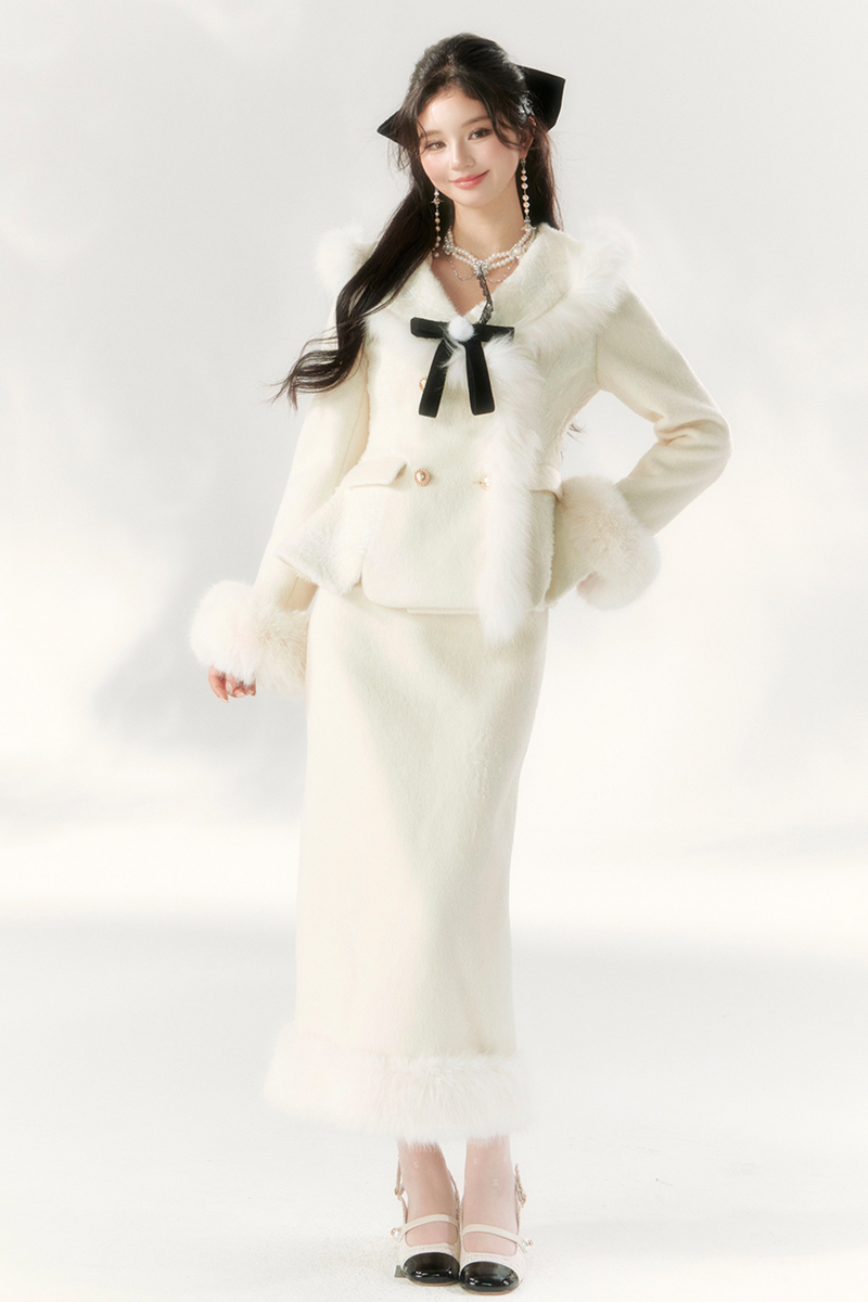 Sweet Girly Pure Top + Fur Skirt