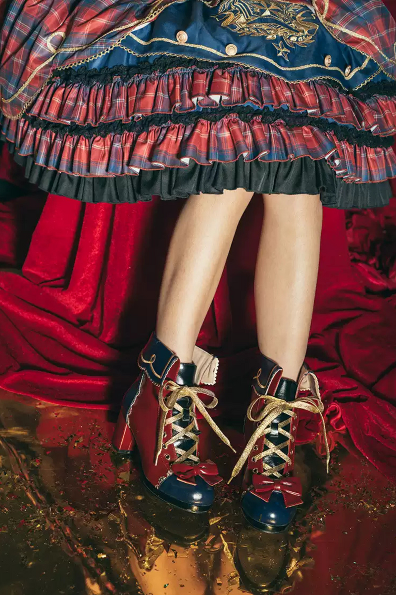 Star Lace Ruffle Lace-up Color Block Leather Shoes