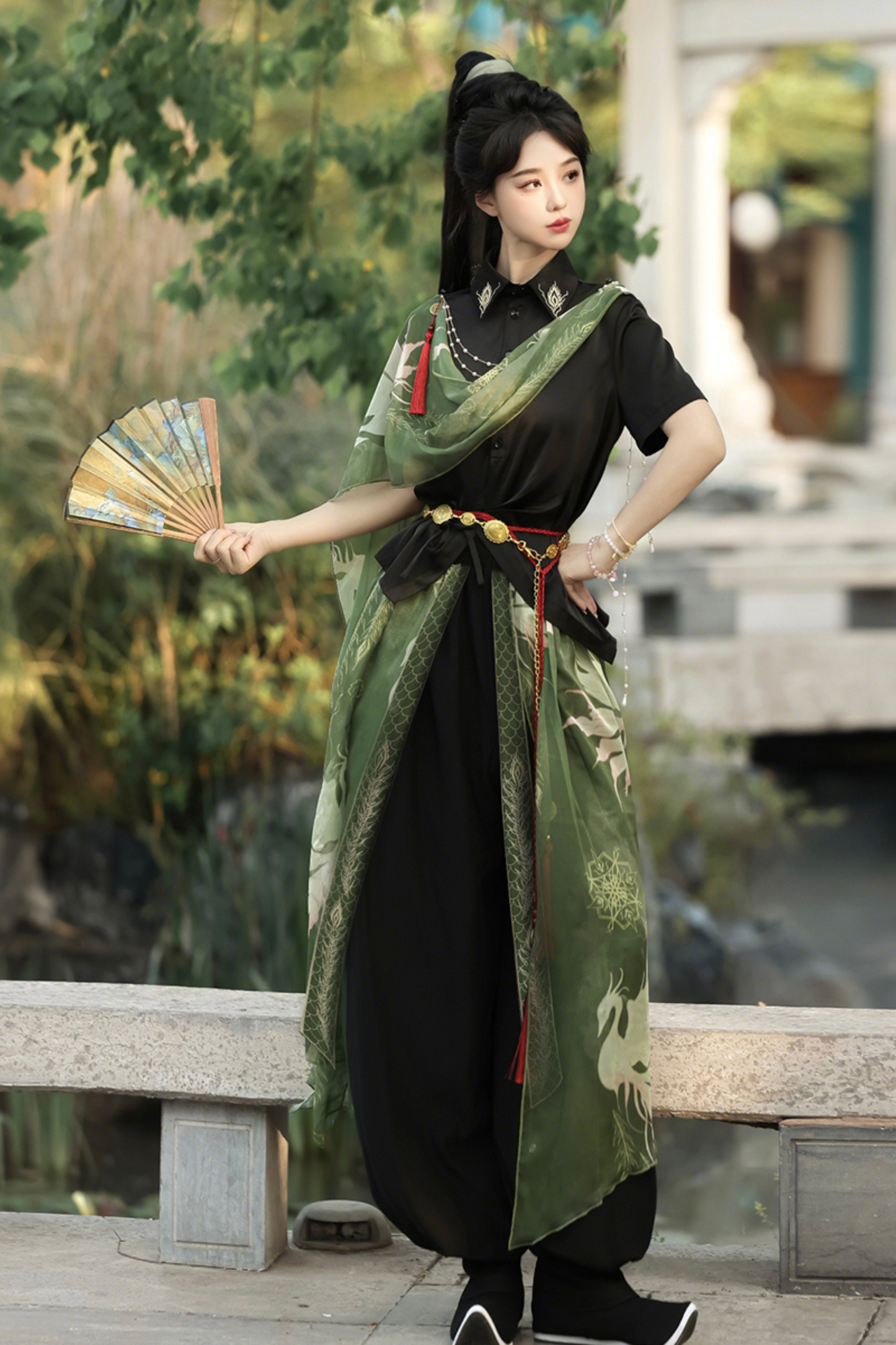 Neverless Island Chinese-style Top + Balloon Pants
