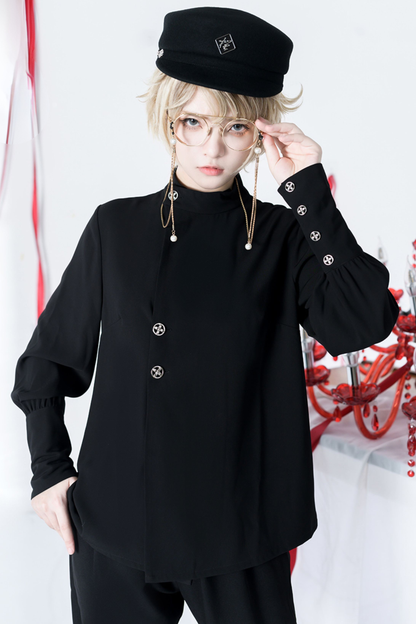 Retro Mode Stand Collar Blouse