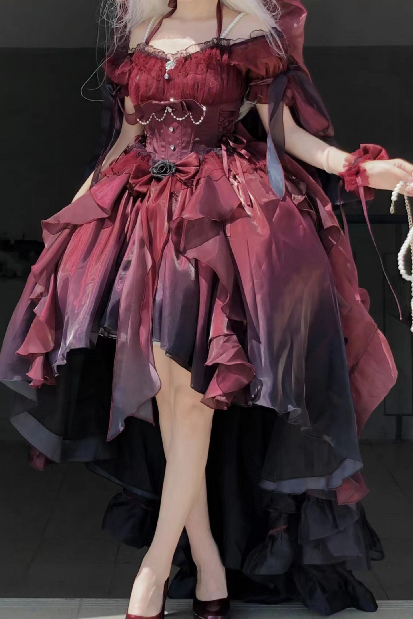 Gradient Asymmetrical Design Fairy Lolita Dress Set