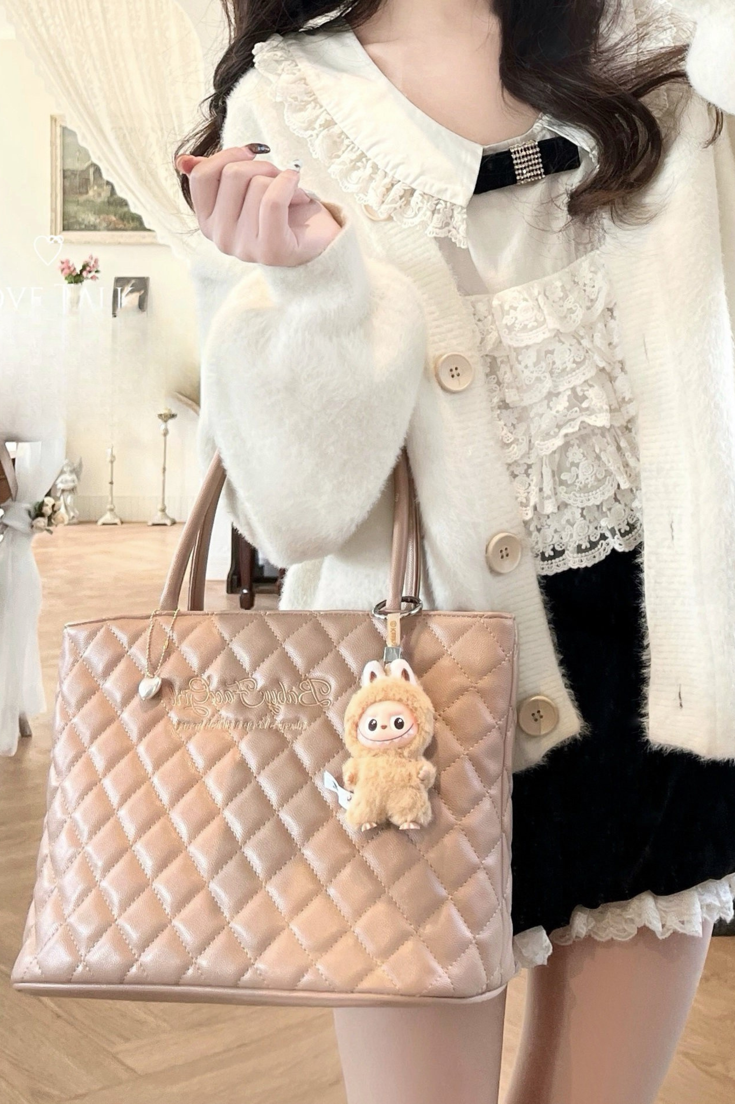 Sweet Quilted Tote Bag