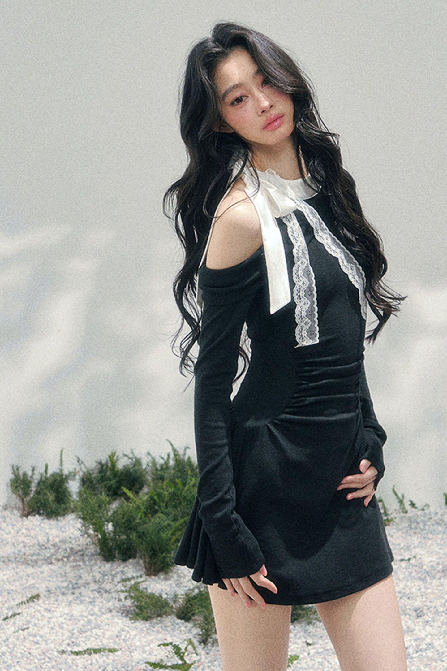 French Lace Off Shoulder Dress