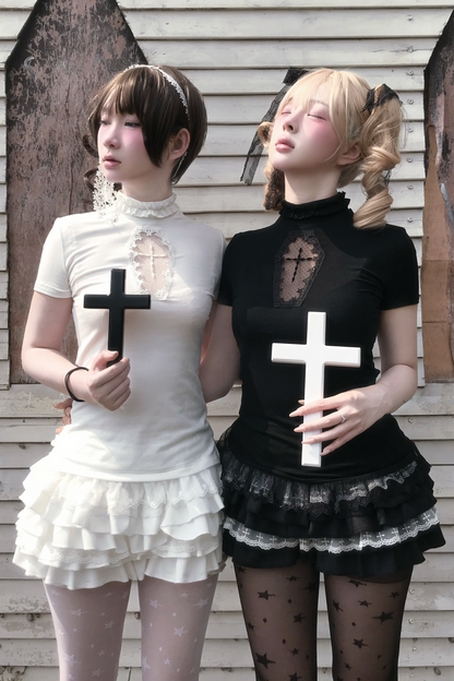 Cross Stitch Gothic Girl Top + Ruffle Pumpkin Pants