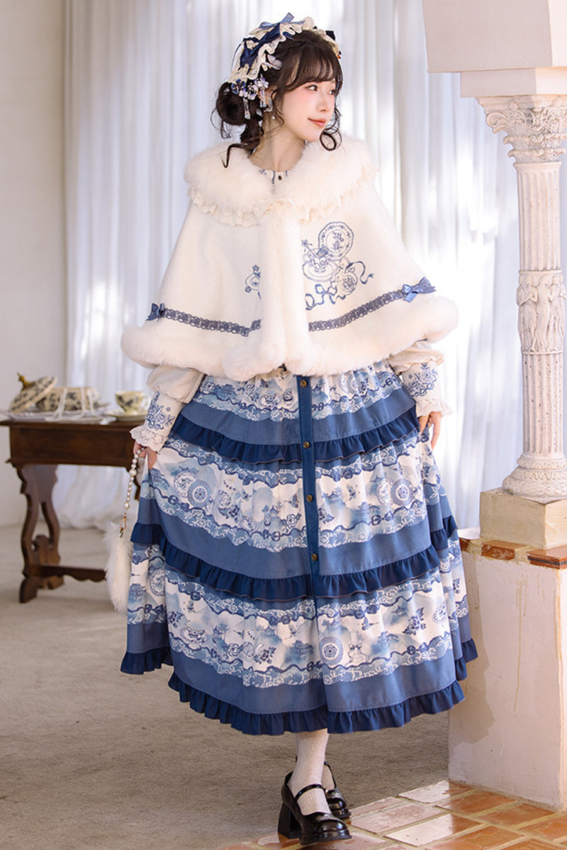 Snow Covered Celadon Vest Dress + Cloak + Shirt