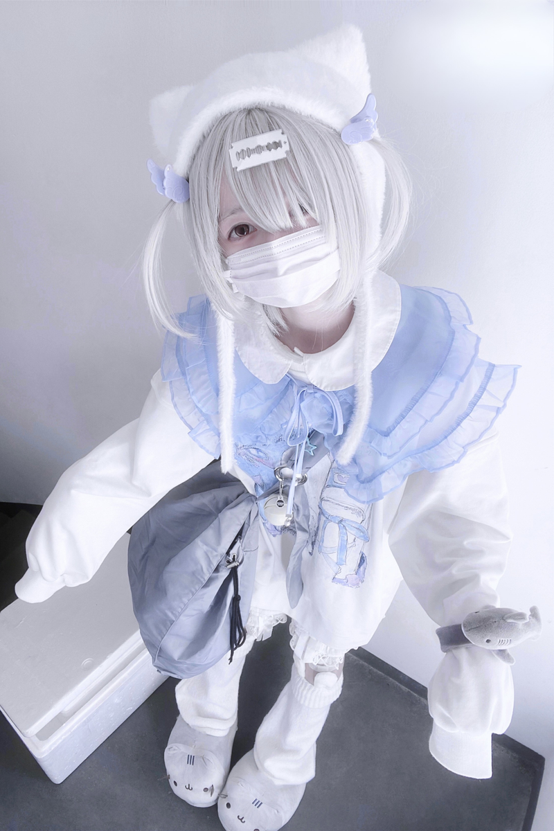 [angel Neighborhood] White Bird Aqua Loose Sweatshirt Dress