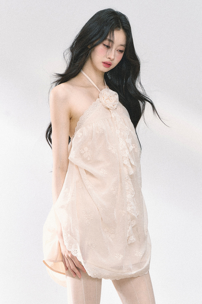 Wendy Lace Flower Halter Neck Dress