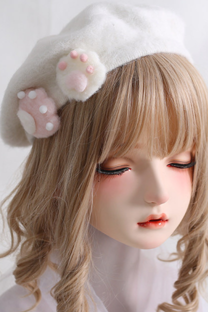 Paw Print Faux Fur Snow Beret