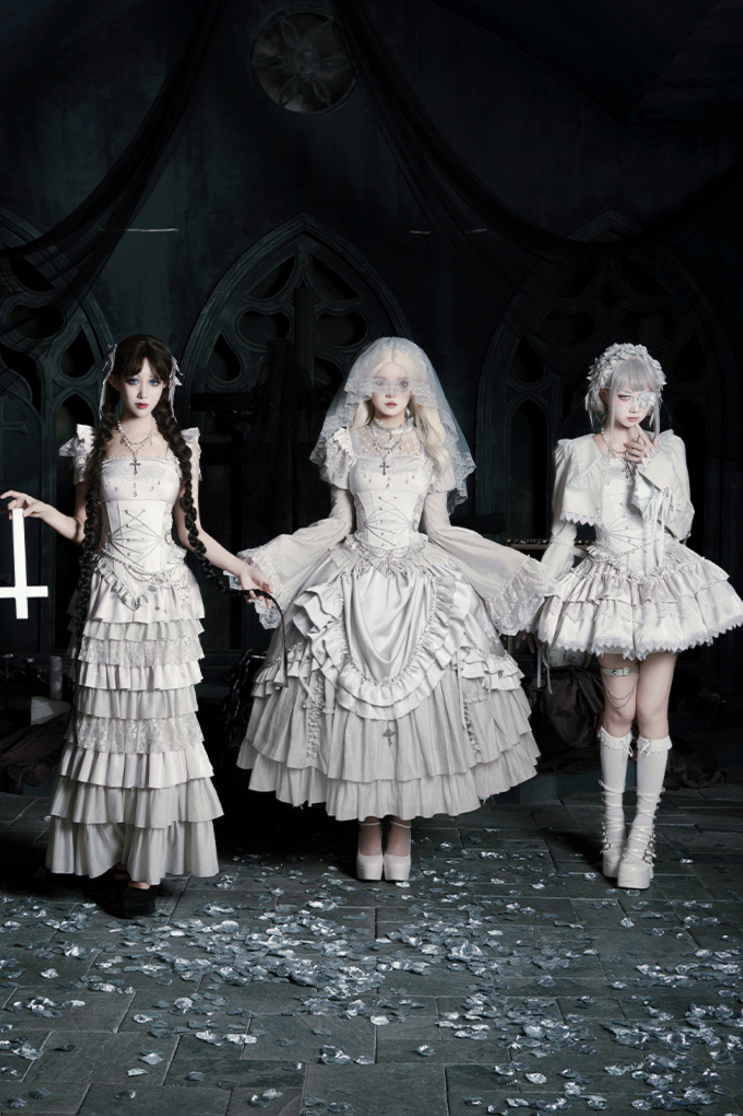 Gothic Lolita Skirt + Corset + Veil + Necklace + Waist Chain