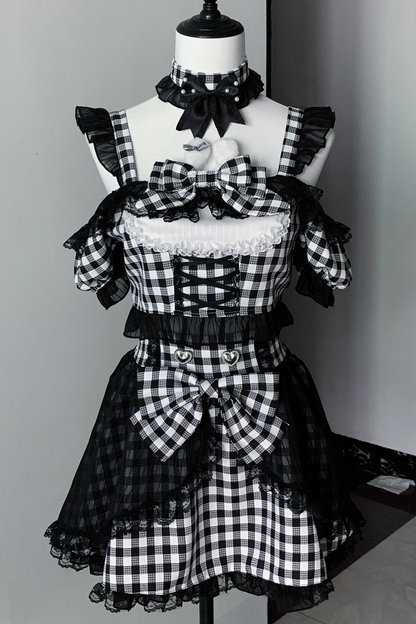 Underground Idol Plaid Matching Set