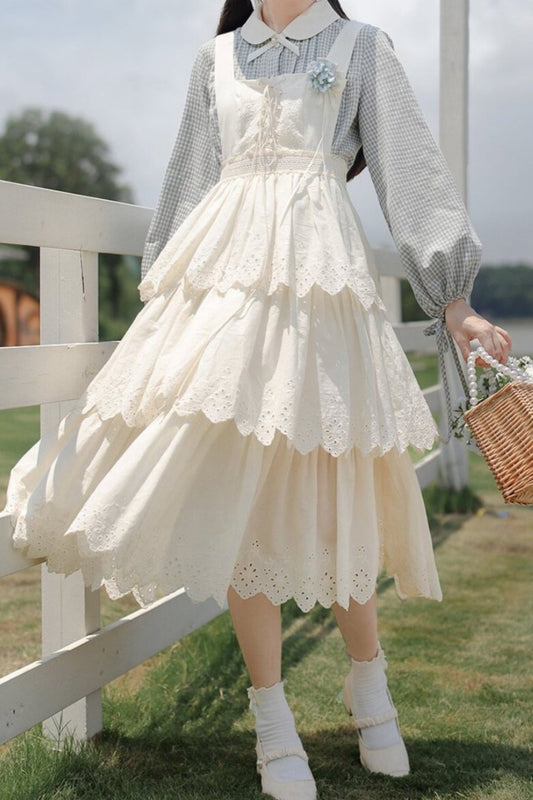 French Retro Plaid Vest Skirt Set