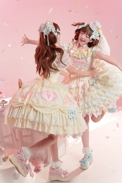 [pre-order] Slice Cake Lolita Dress + Jumper Skirt + Headband + Clip + Hat