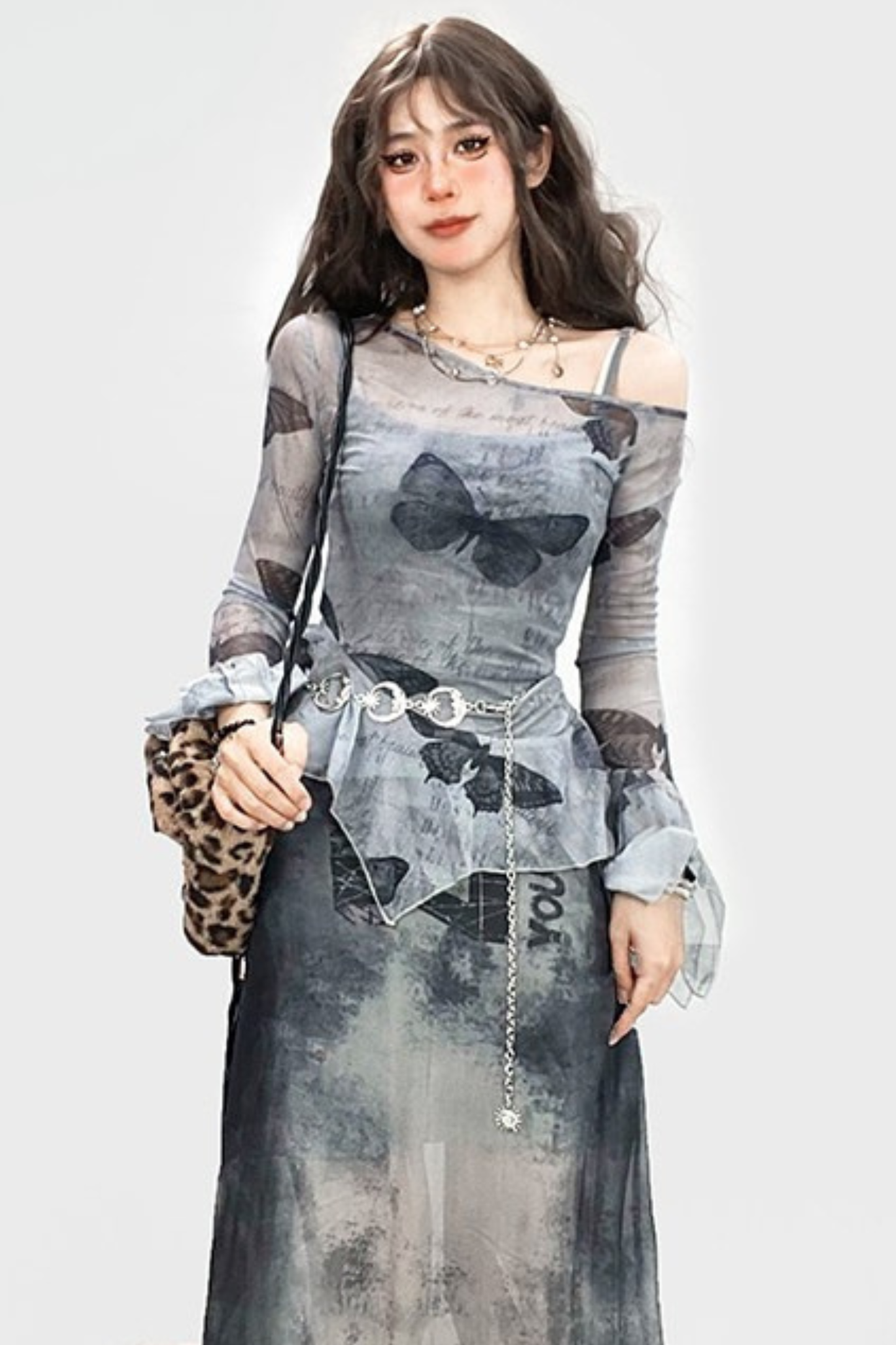 Butterfly Mesh Off Shoulder Blouse + Inner