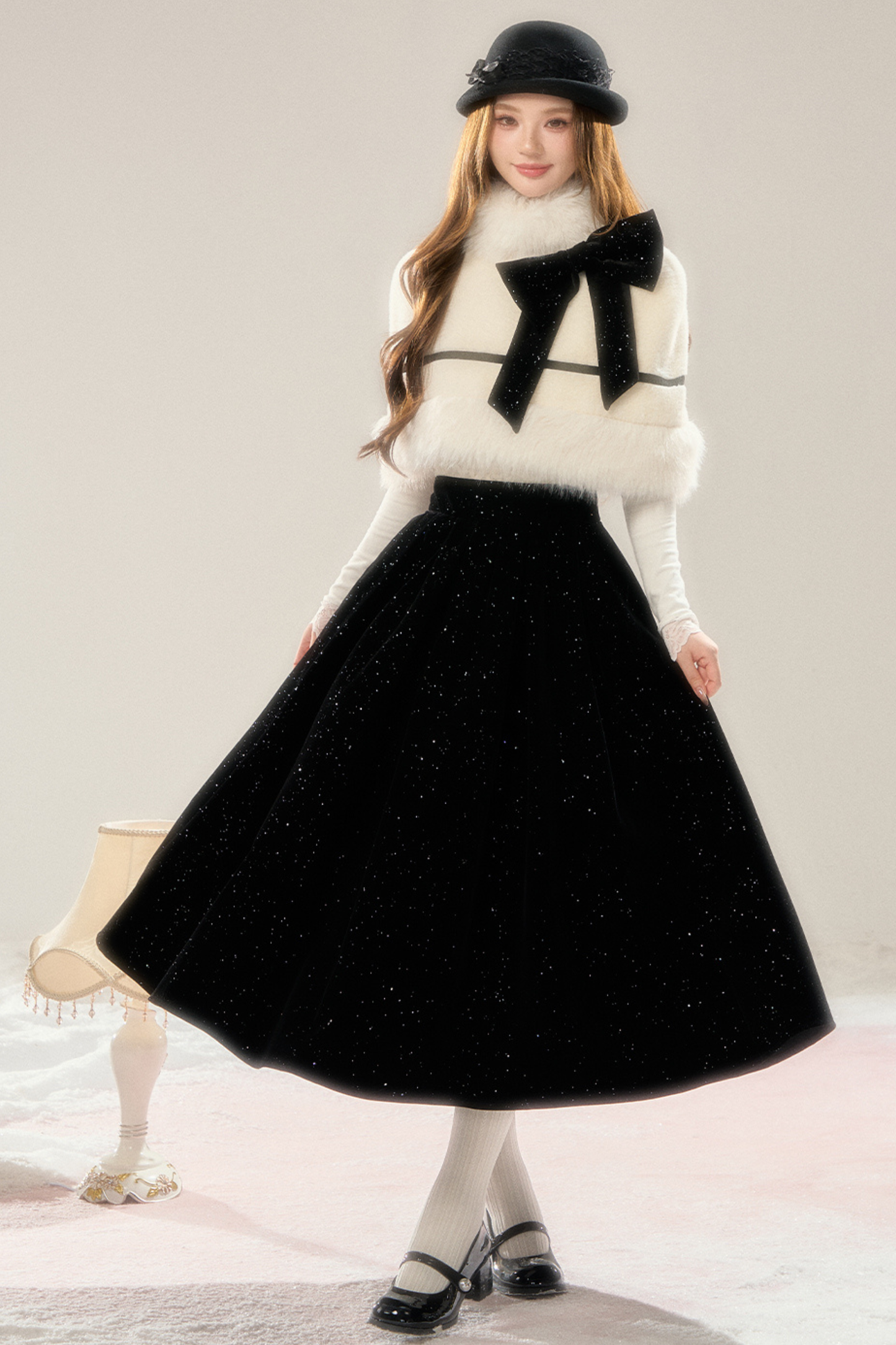 French High-end Cloak + Flared Skirt