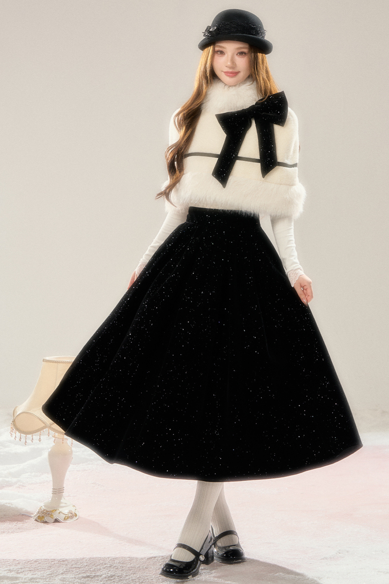 French High-end Cloak + Flared Skirt