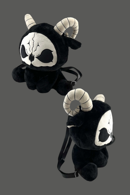 Death Black White and Red Devil Dark Punk Plush Backpack