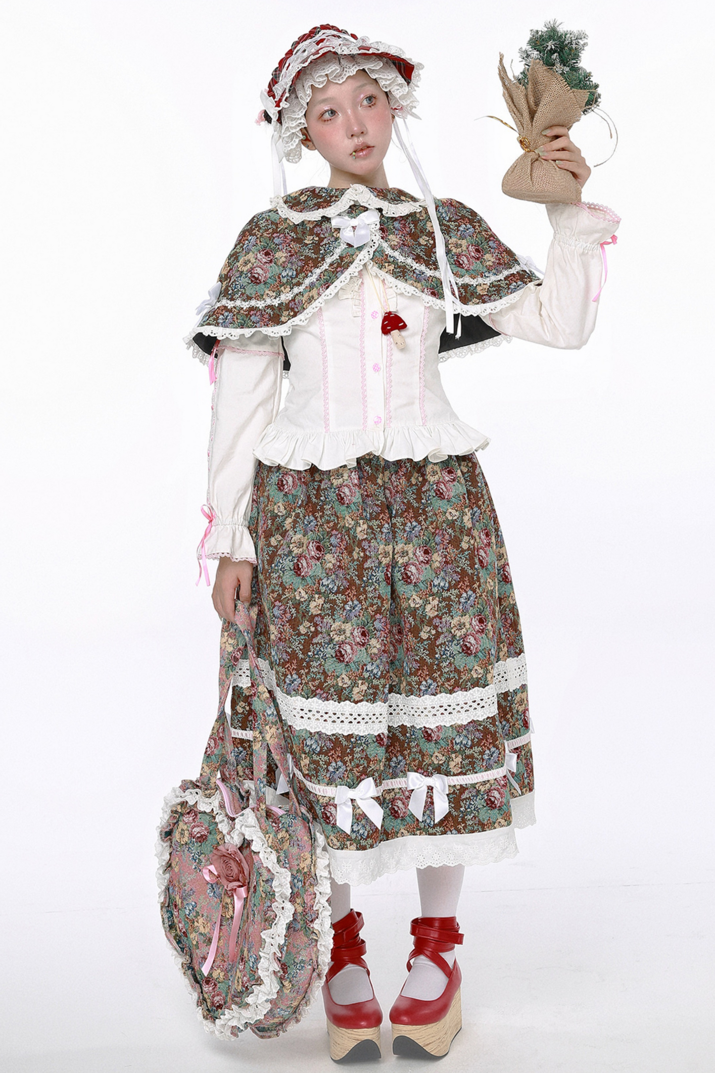 Retro Shawl + Ribbon Flare Skirt