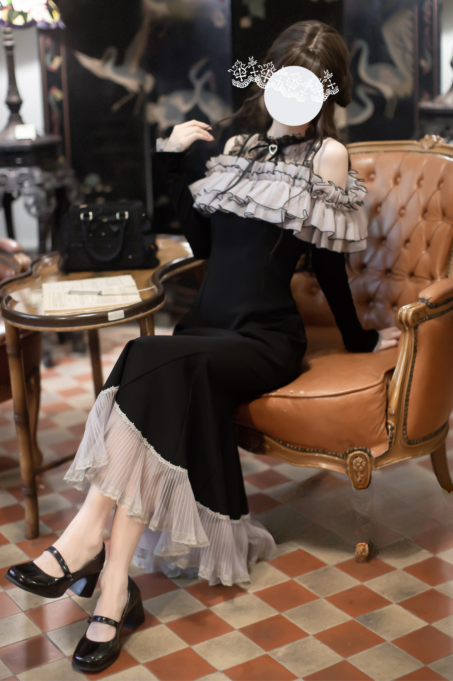 Voluminous Ruffle Off-shoulder Edge Fishtail Dress