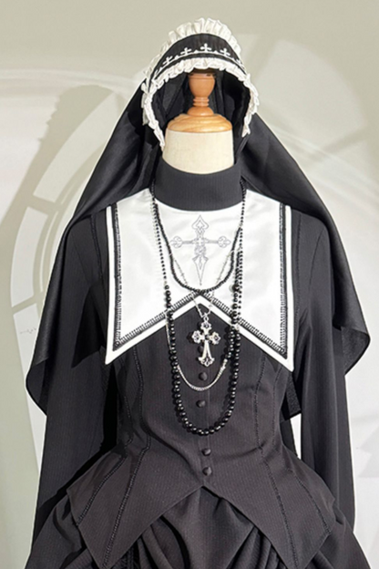 Sister Gothic Top + Flared Pants + Hair Accessories + Necklace