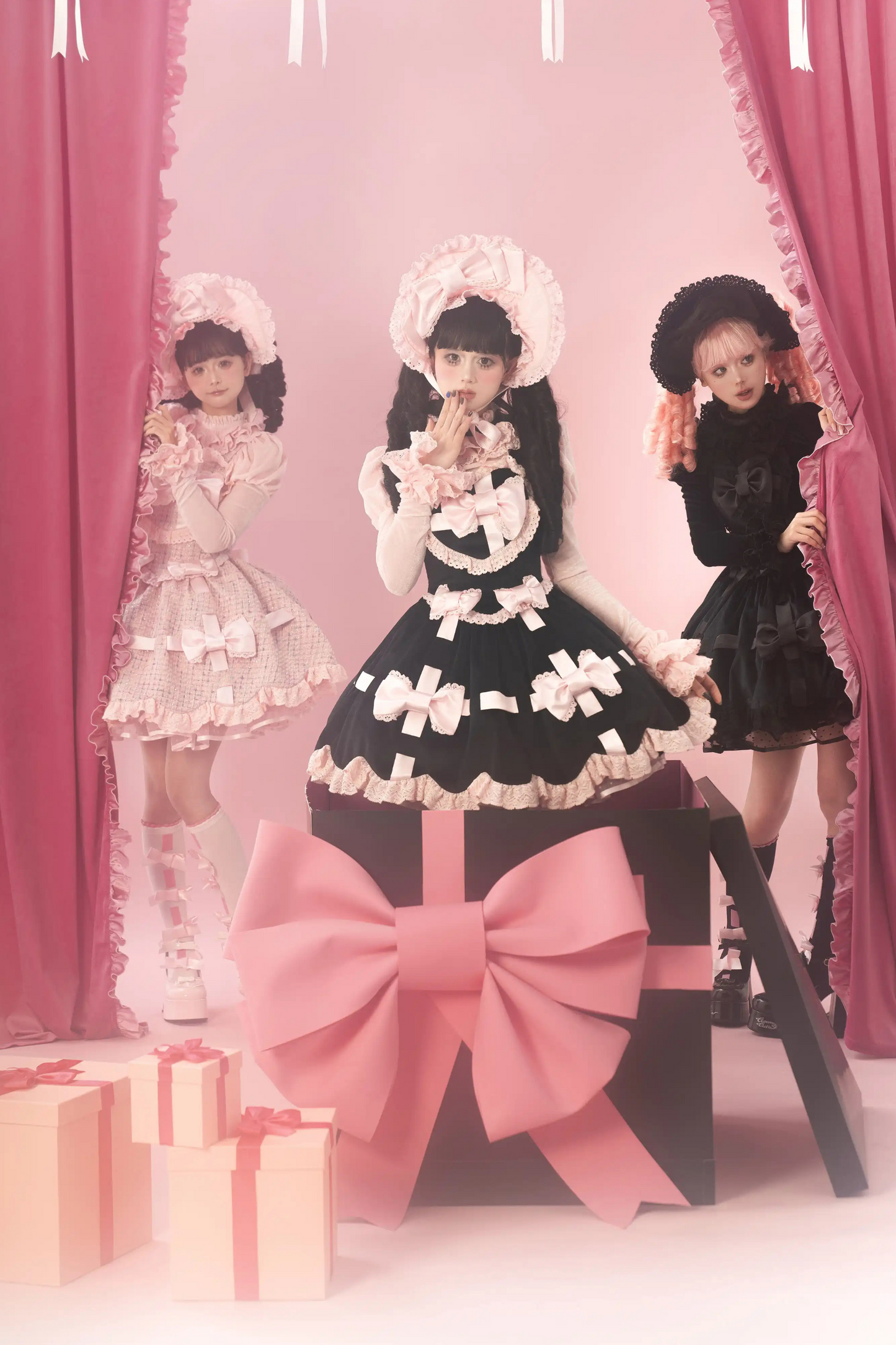Sweetheart Lolita Suspender Skirt + Ruffle Neck Blouse + Petticoat