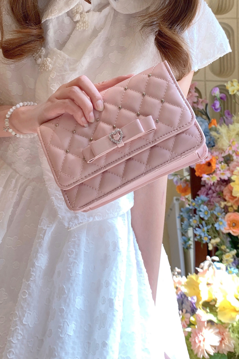 Rhinestone Bow Chain Bag