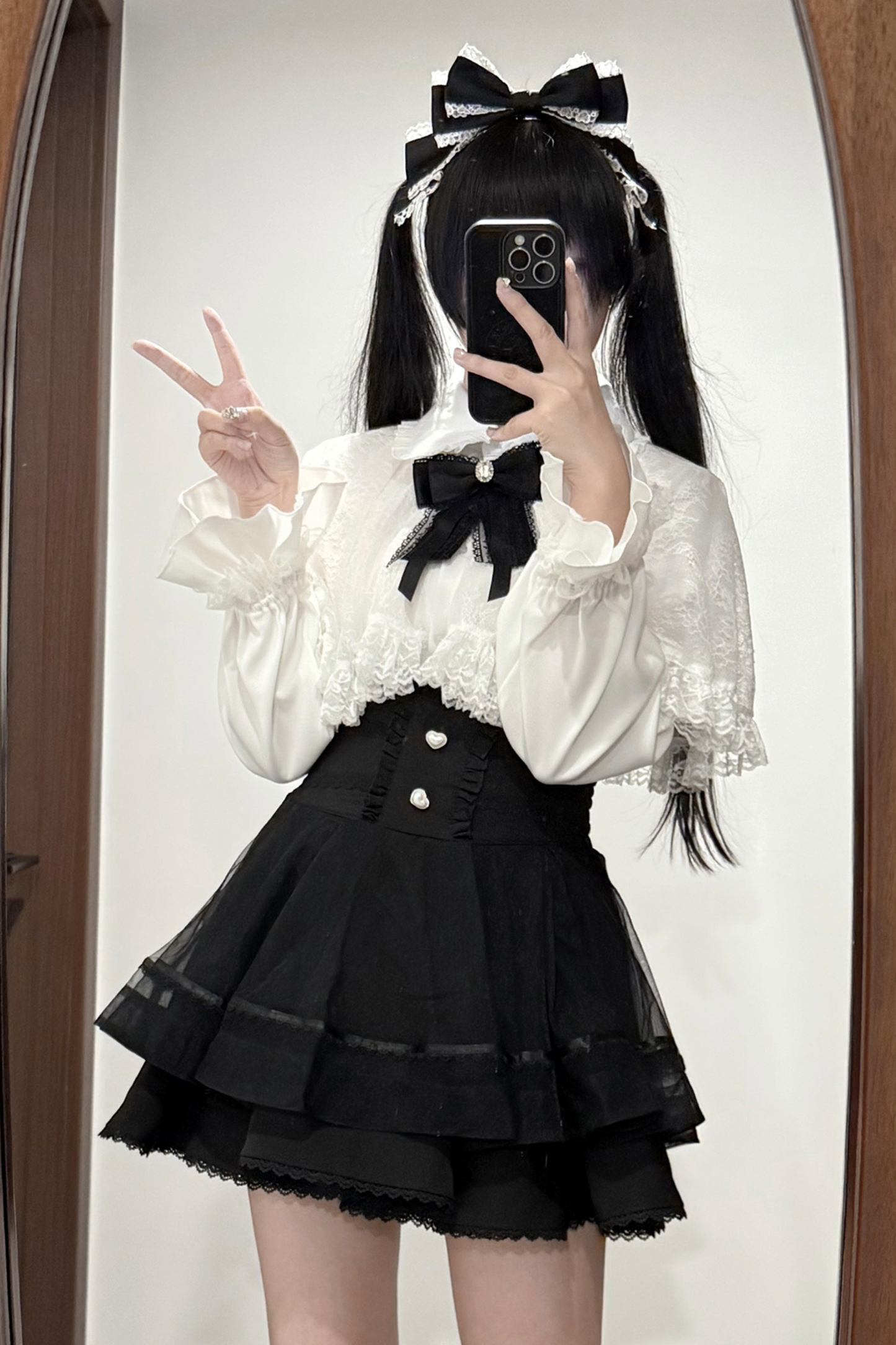 Lace Cape Two Piece Skirt + Lace Shirt