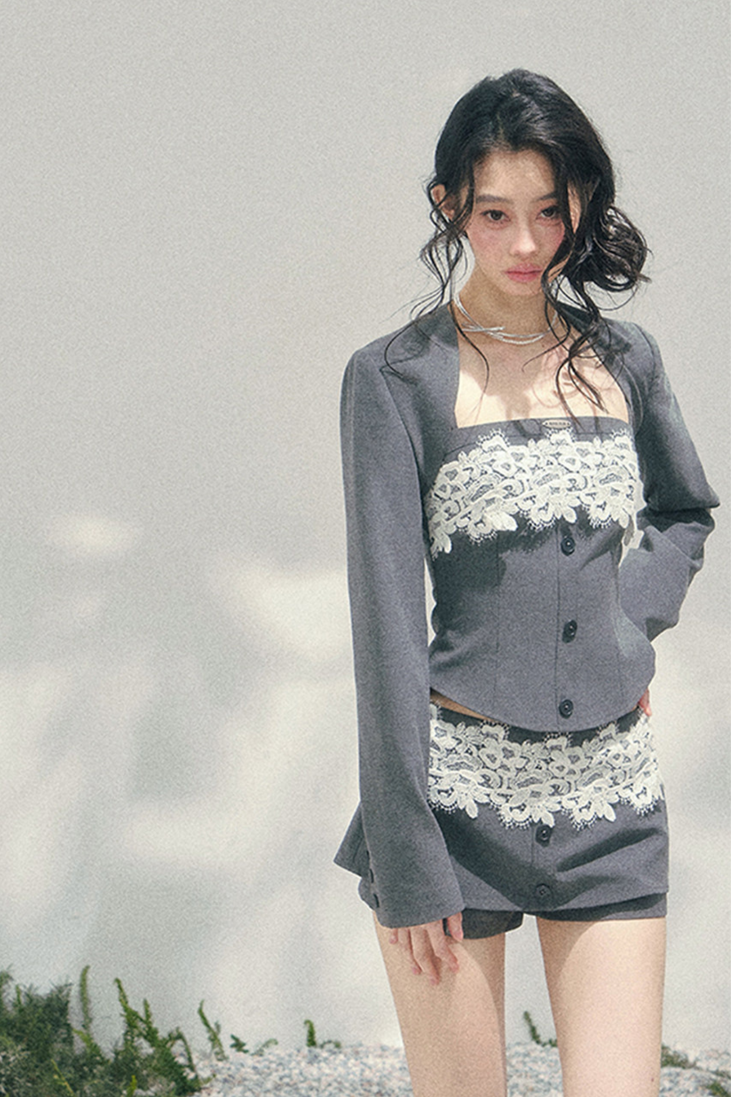 Lace Camisole Top + Shawl + Culottes