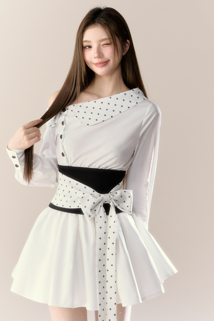 Heartbeat Signal Off Shoulder Shirt Dress