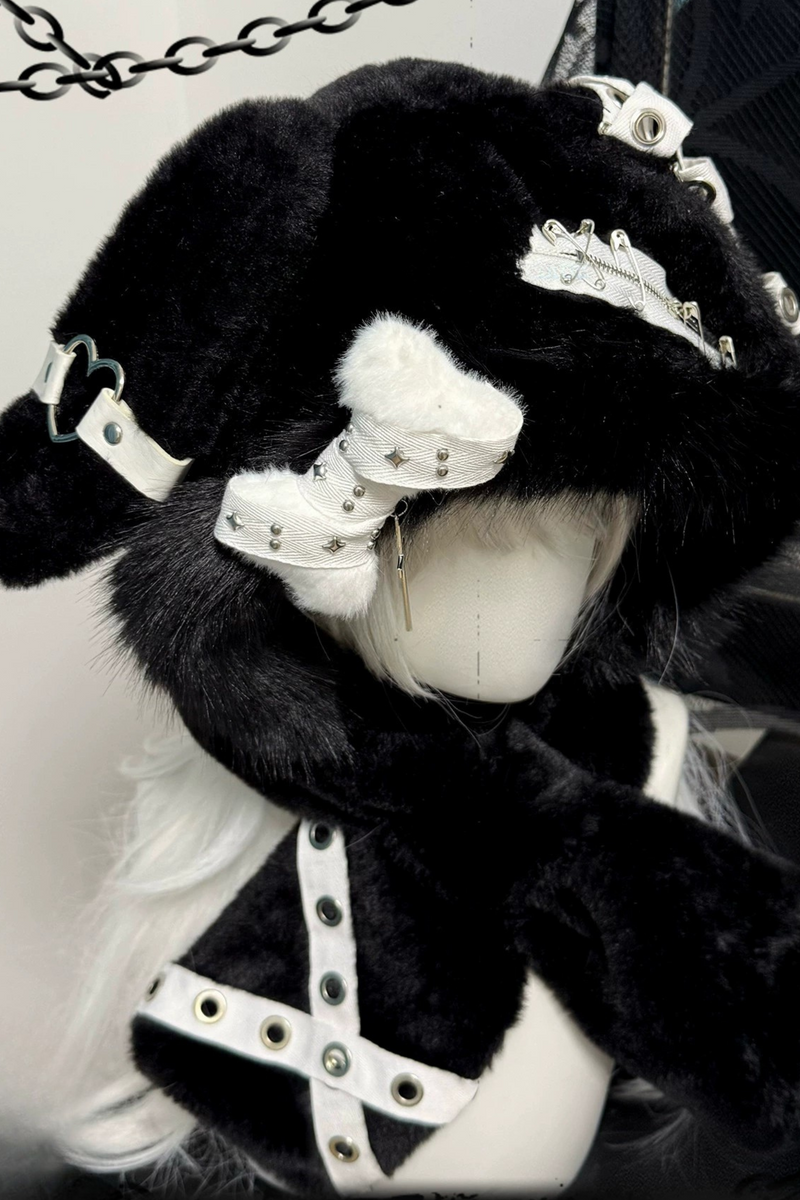 Dark Fur Bunny Ear Hat