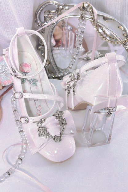Love Buckle Crystal Heel Shoes
