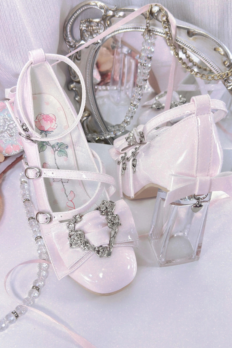 Love Buckle Crystal Heel Shoes