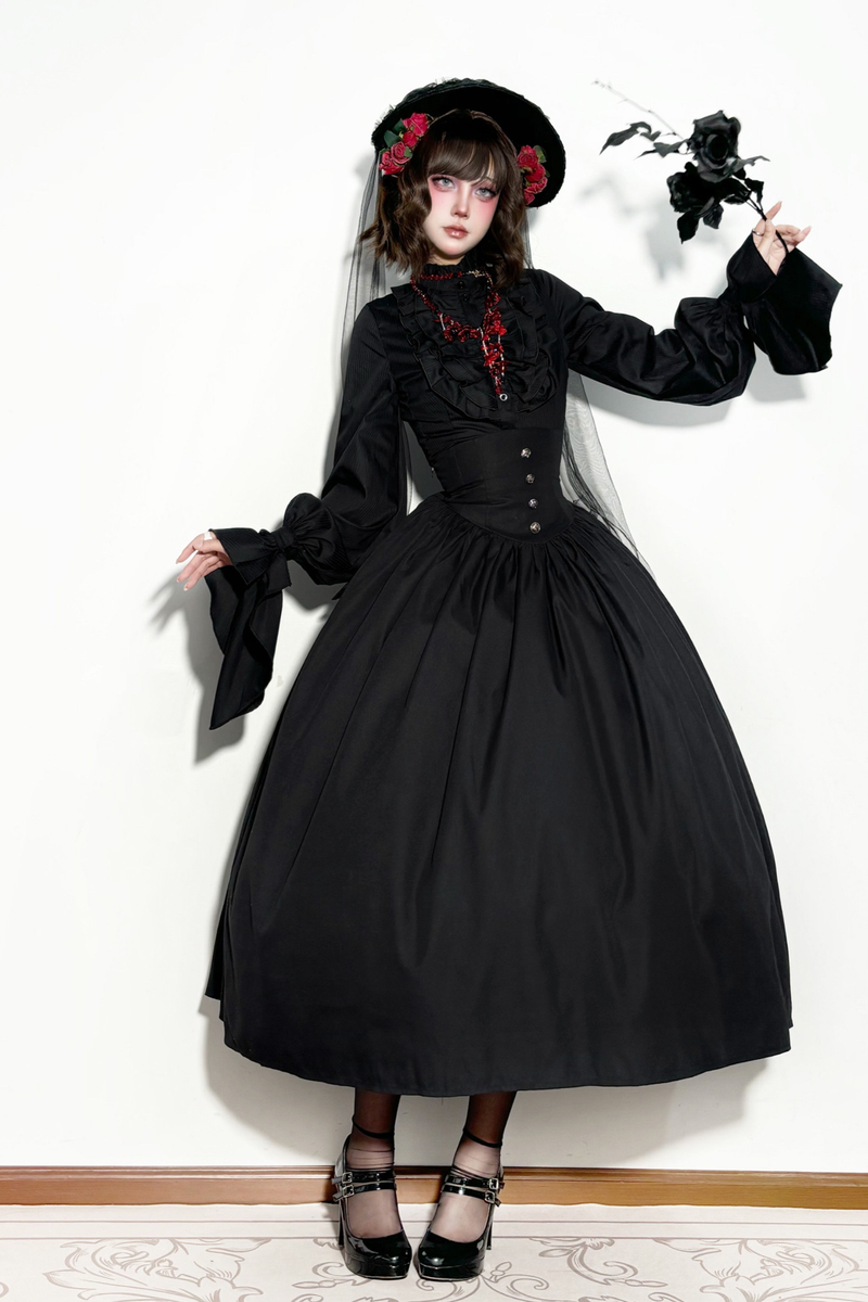 Gothic Lolita Cape + Shirt + Skirt + Ribbon + Bonnet