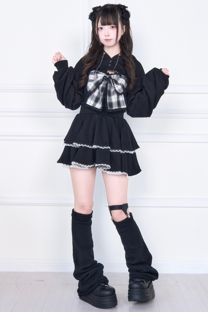 Ribbon Vest + Short Sweatshirt