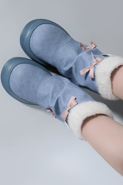 Velvet Ribbon Heart Short Boots
