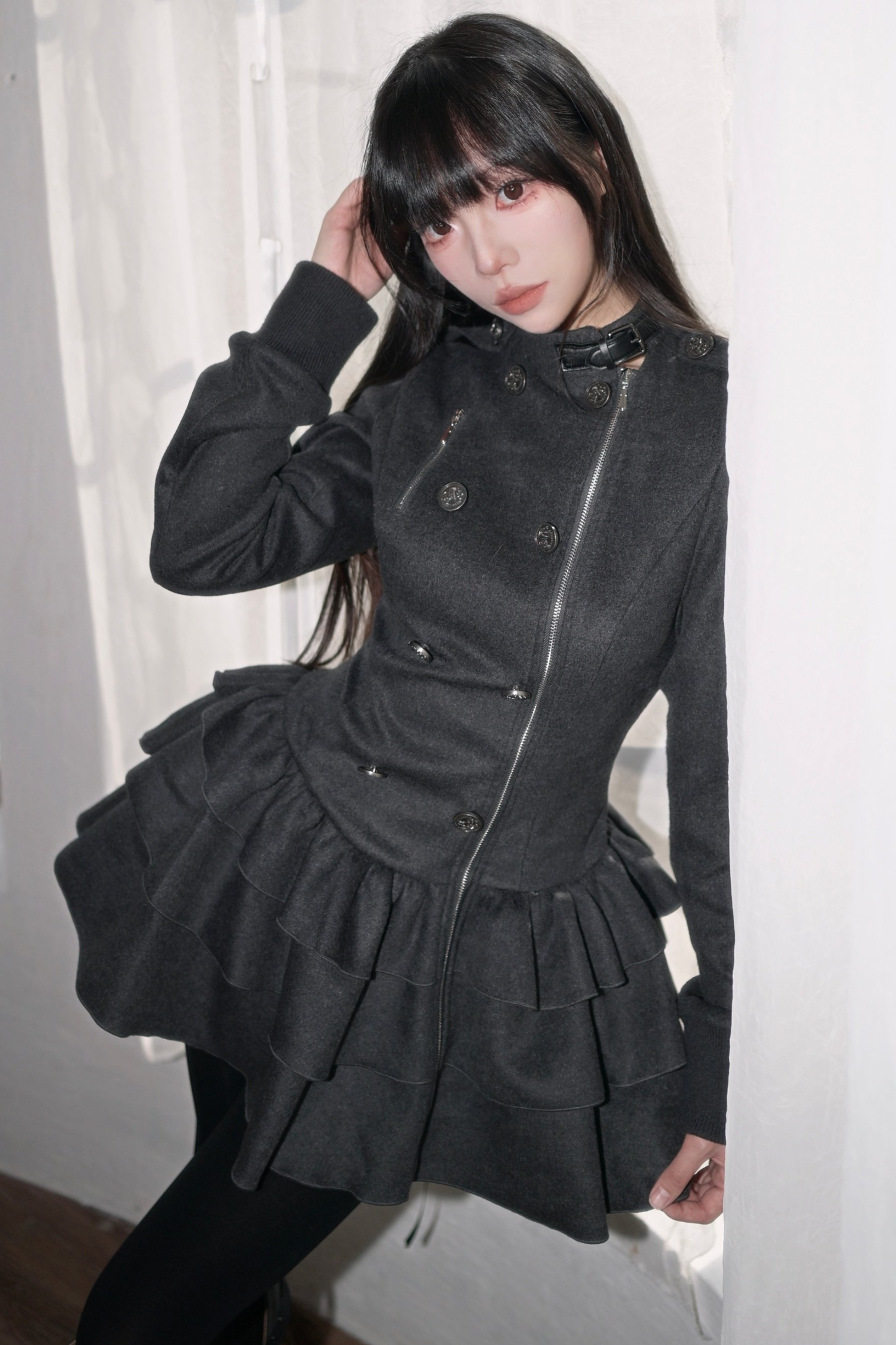 Gothic Ruffle Tiered Dress