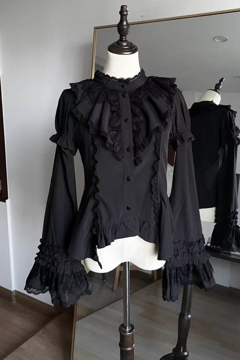 Frilled Gothic Lolita Blouse + Flower Collar