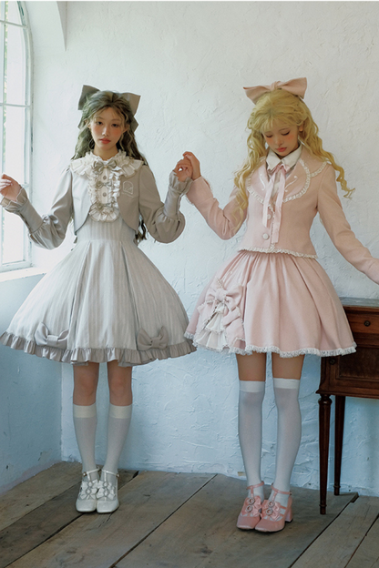 [pre-order] Retro College Lolita Dress + Sweet Ribbon Set
