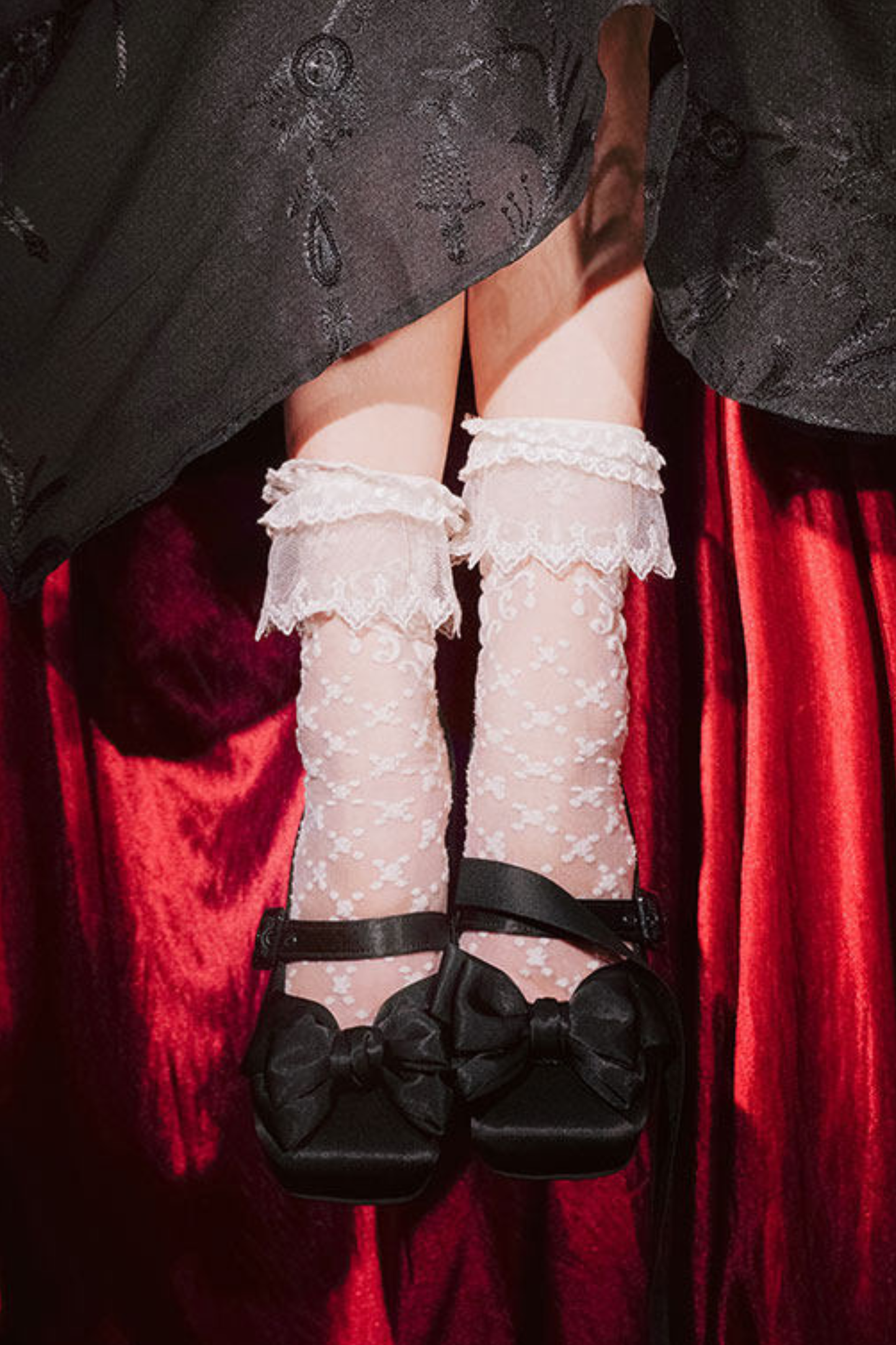 Lace-up Ribbon Satin Square Toe Shoes