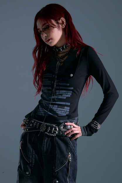 Dark Slim Long Sleeve Top